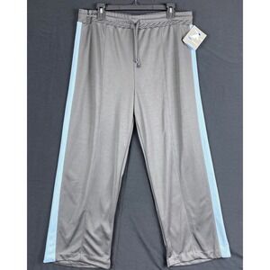 Tek Gear Track Pants Womens Size XL Gray with Blue Stripe Straight Stretchy NWT